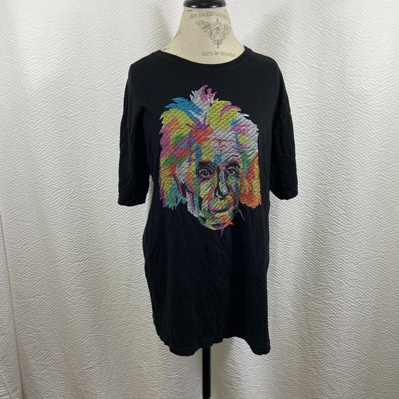 Albert Einstein t shirt bio world embroidery thread rainbow - Picture 1 of 8
